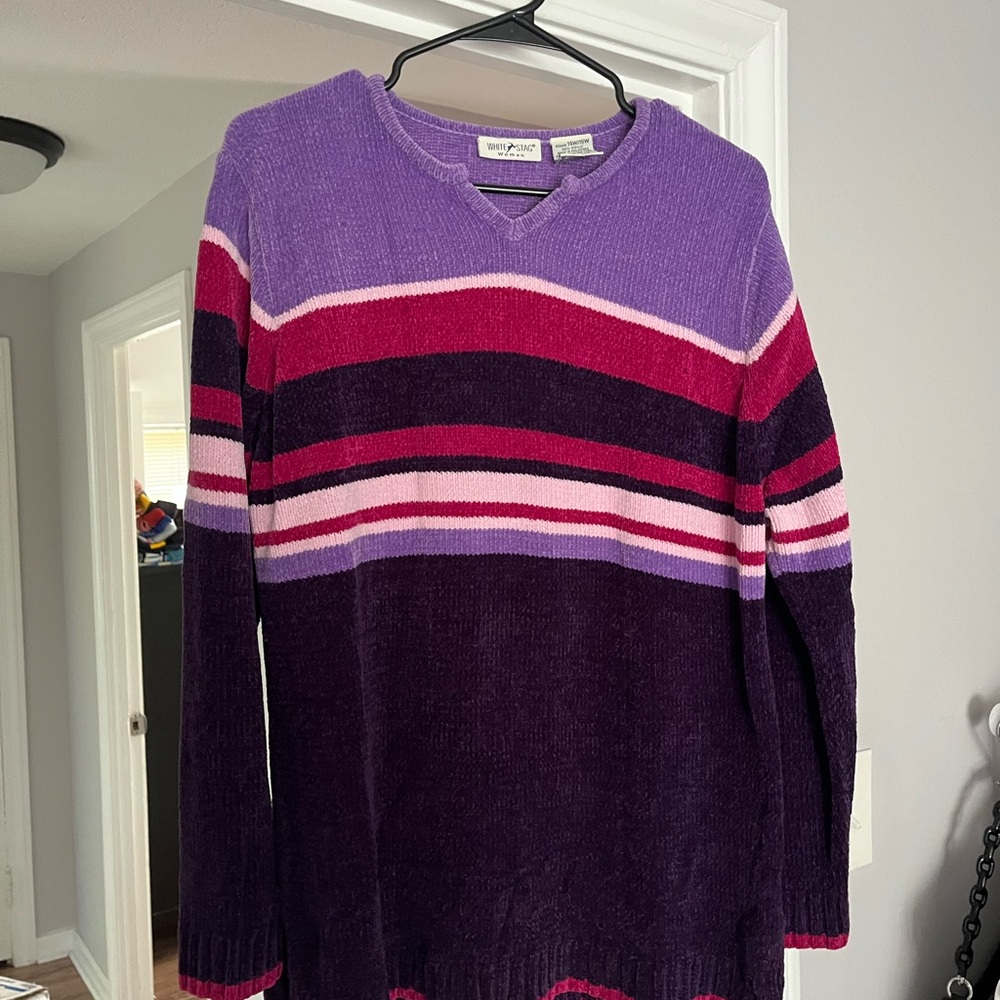 Purple and Pink Striped Women's Sweater